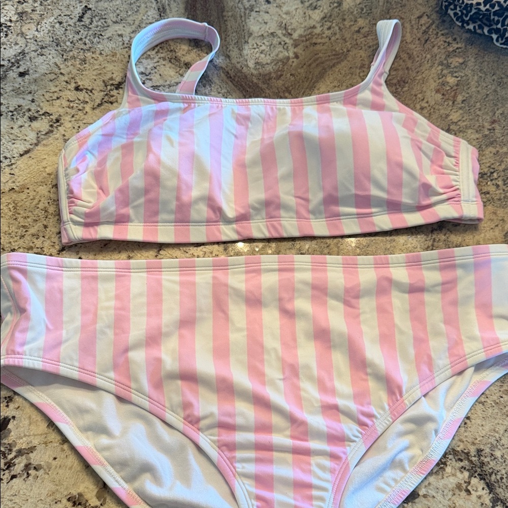 Stoney Clover Lane Pink and White Striped Bikini Set